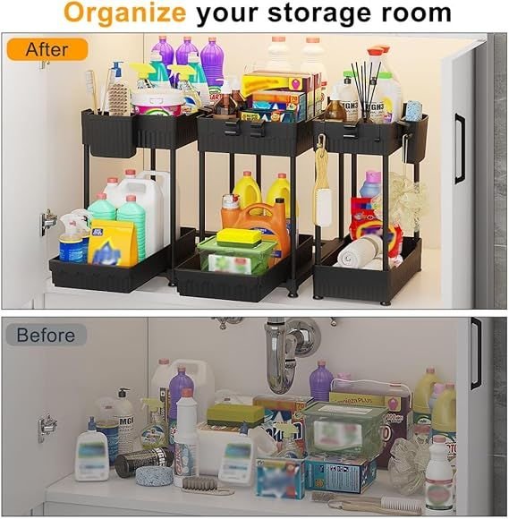 3 Pack Under Sink Organizers,2-Tier Multi-Use Kitchen and Bathroom - TrendNestOfficial
