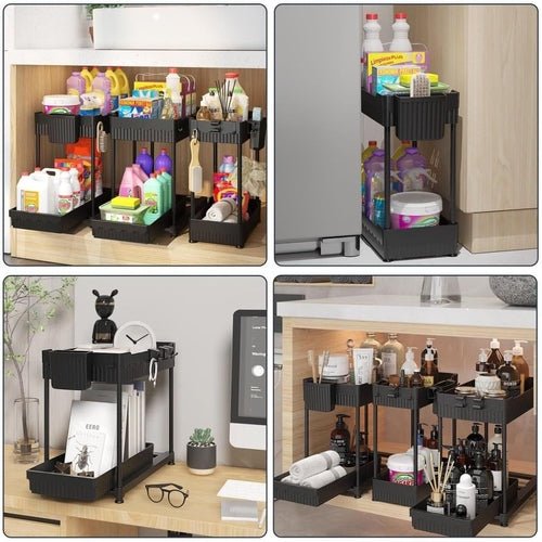 3 Pack Under Sink Organizers,2-Tier Multi-Use Kitchen and Bathroom - TrendNestOfficial