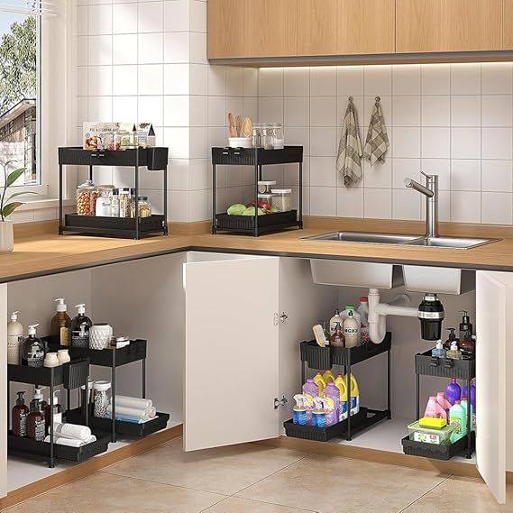 3 Pack Under Sink Organizers,2-Tier Multi-Use Kitchen and Bathroom - TrendNestOfficial