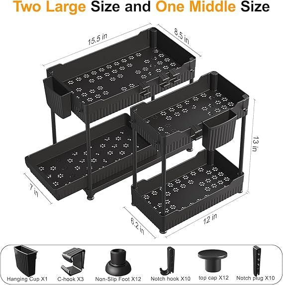 3 Pack Under Sink Organizers,2-Tier Multi-Use Kitchen and Bathroom - TrendNestOfficial