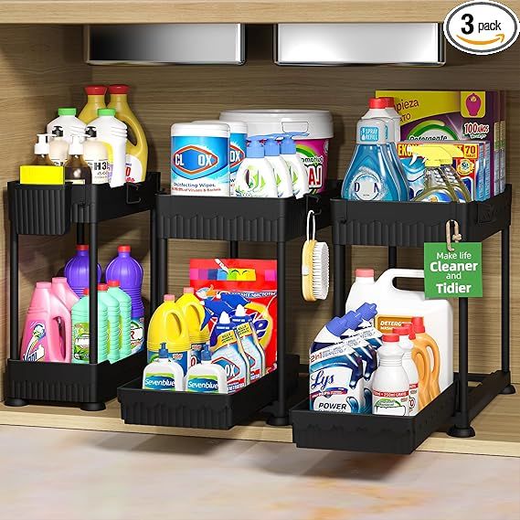 3 Pack Under Sink Organizers,2-Tier Multi-Use Kitchen and Bathroom - TrendNestOfficial