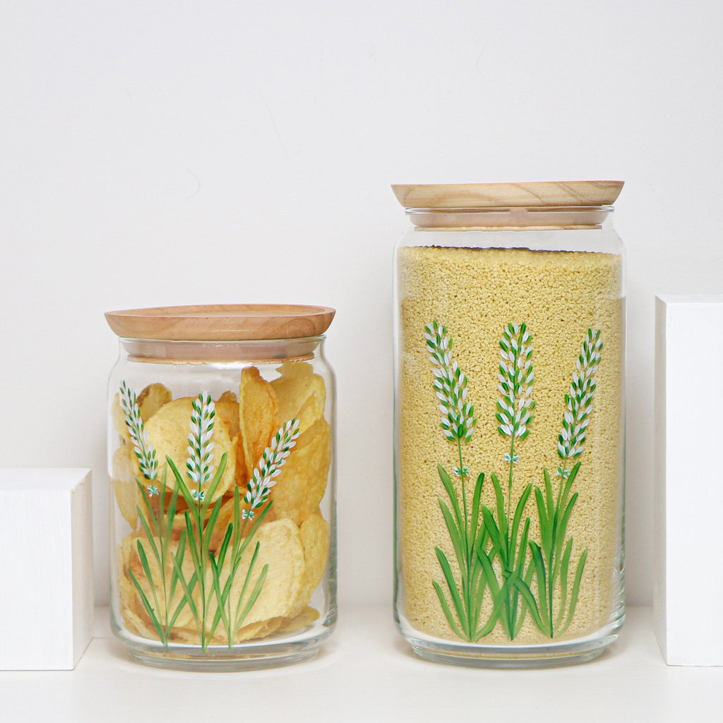 Lavendel - Handbemaltes 1L Glasgefäß