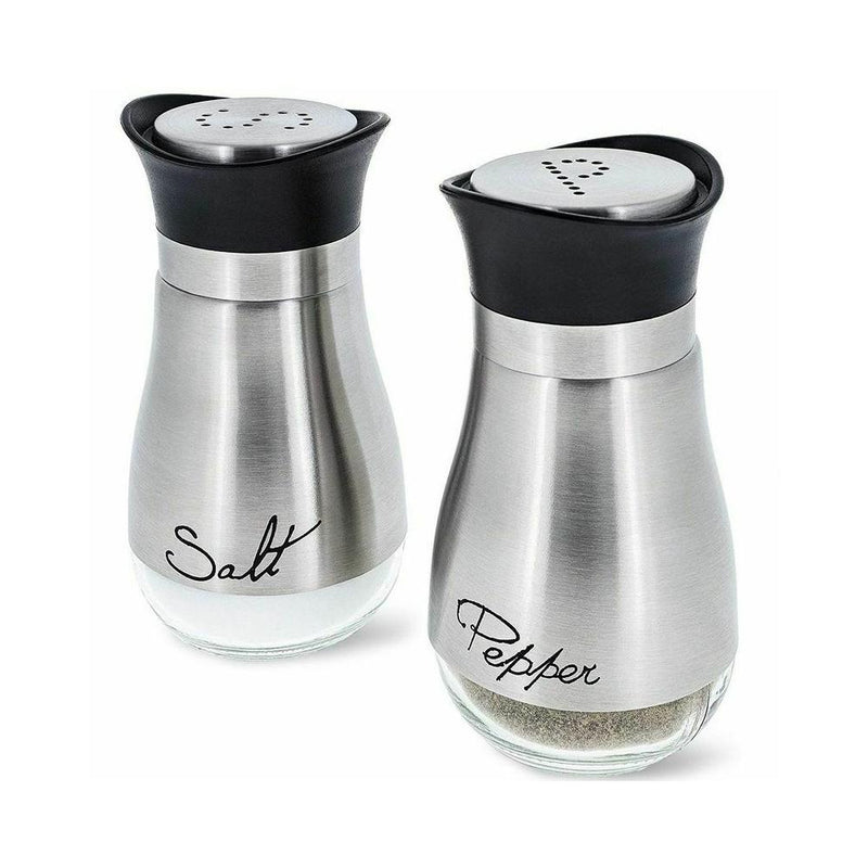 Salz- und Pfefferstreuer aus Edelstahl, BPA-freies Glasset, 120ml