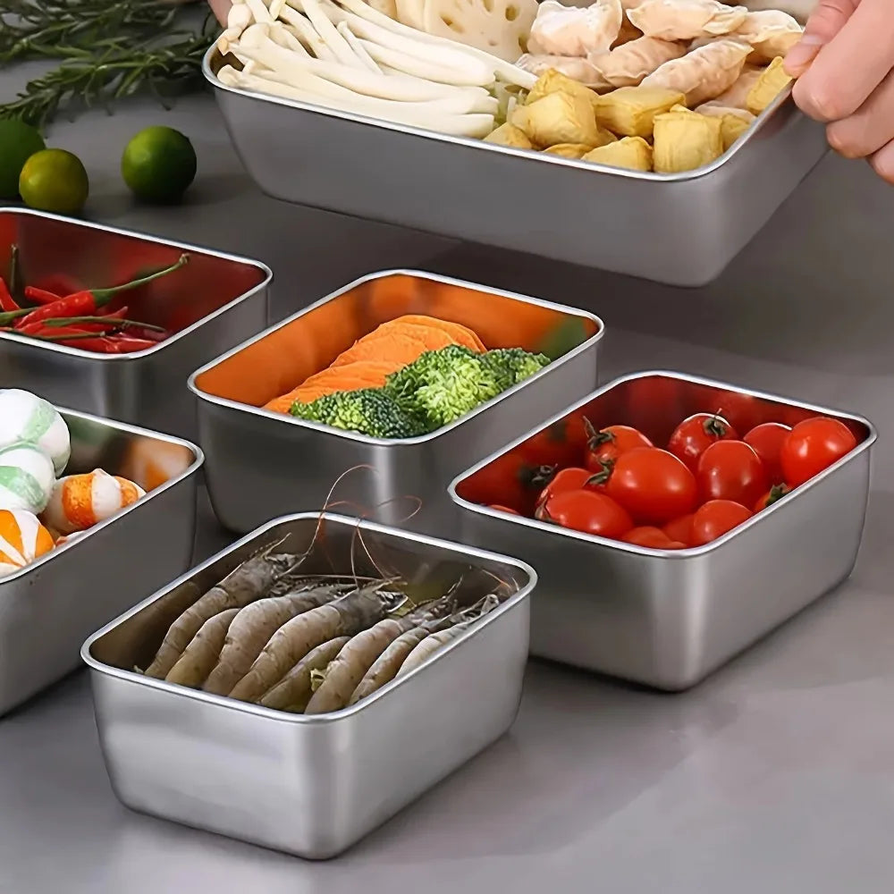 6-Piece Stainless Steel Food Containers Set - Leakproof & Stackable