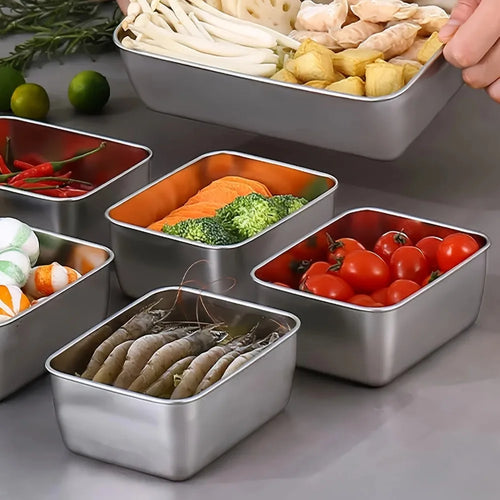 6-Piece Stainless Steel Food Containers Set - Leakproof & Stackable