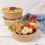 Kraft Paper Round Bowls Disposable Lunch Bento Box with Lids Meal Prep