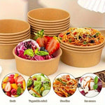 Kraft Paper Round Bowls Disposable Lunch Bento Box with Lids Meal Prep