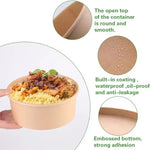 Kraft Paper Round Bowls Disposable Lunch Bento Box with Lids Meal Prep