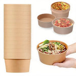 Kraft Paper Round Bowls Disposable Lunch Bento Box with Lids Meal Prep