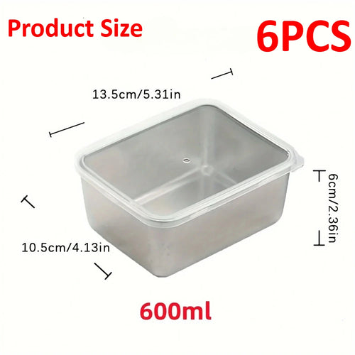 6-Piece Stainless Steel Food Containers Set - Leakproof & Stackable