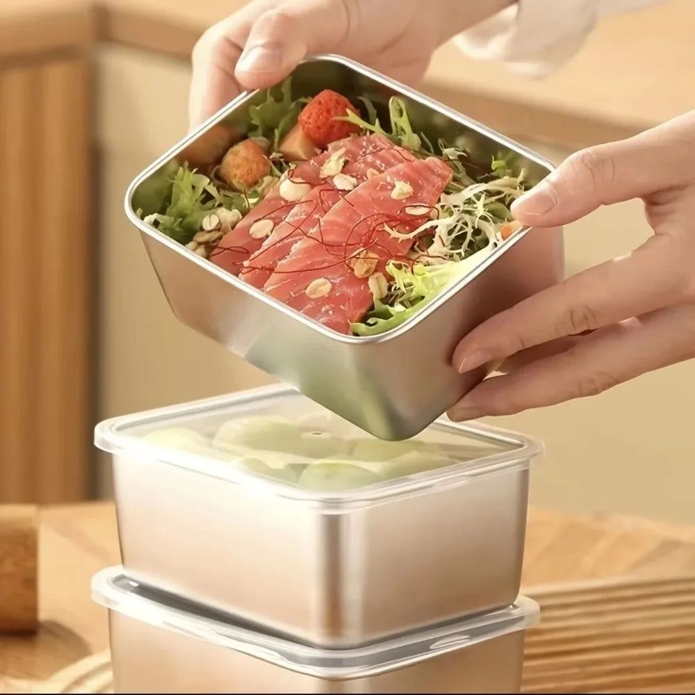 6-Piece Stainless Steel Food Containers Set - Leakproof & Stackable