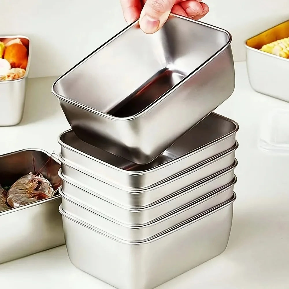 6-Piece Stainless Steel Food Containers Set - Leakproof & Stackable