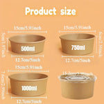 Kraft Paper Round Bowls Disposable Lunch Bento Box with Lids Meal Prep