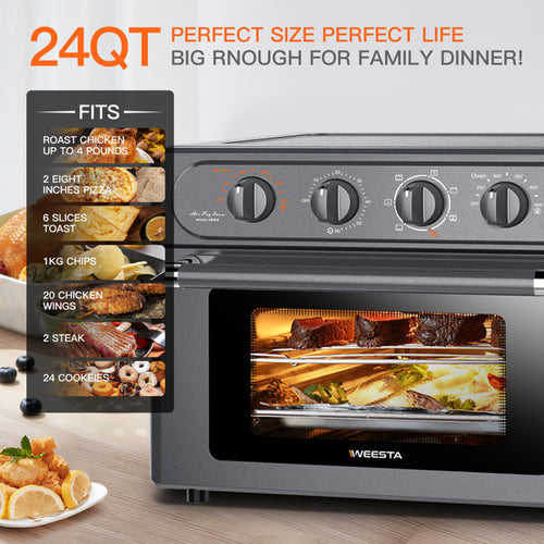 7-in-1 Heißluftfritteuse Toaster Backofen 24 Quart Umluftofen Toaster