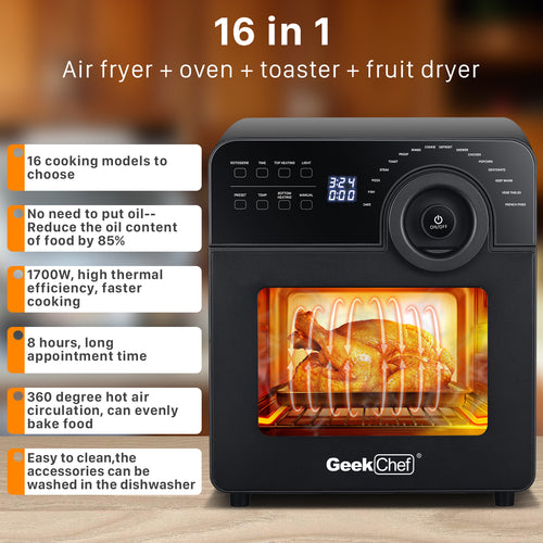 Geek Chef 1700W Heißluftfritteusen-Backofen