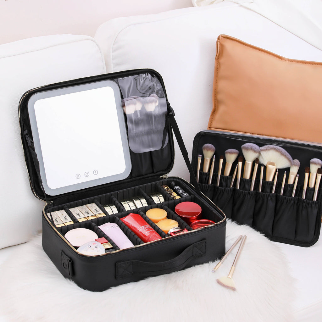 Tragbare LED Make-up Aufbewahrungstasche mit Spiegel