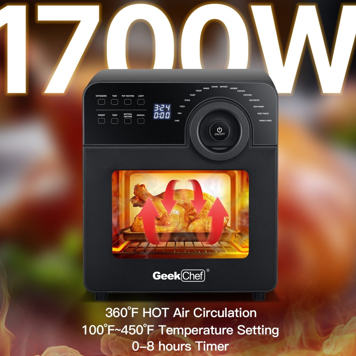 Geek Chef 1700W Convection Air Fryer Toaster Oven - TrendNestOfficial