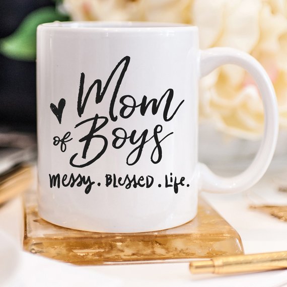 Mom Of Boys Coffee Mug, Messy. Blessed. Life. - TrendNestOfficial