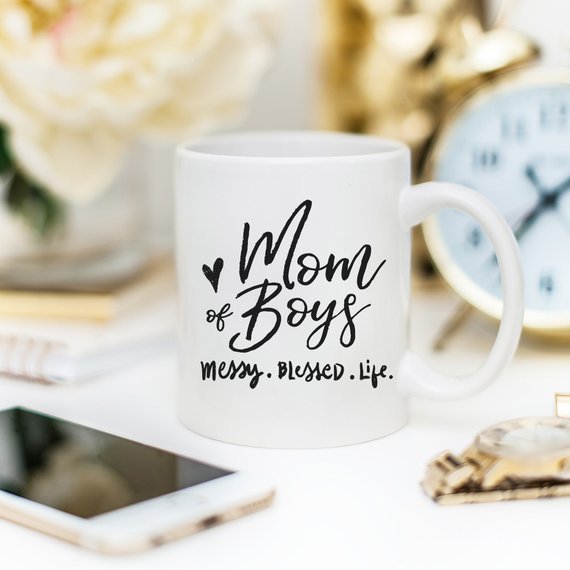Mom Of Boys Coffee Mug, Messy. Blessed. Life. - TrendNestOfficial
