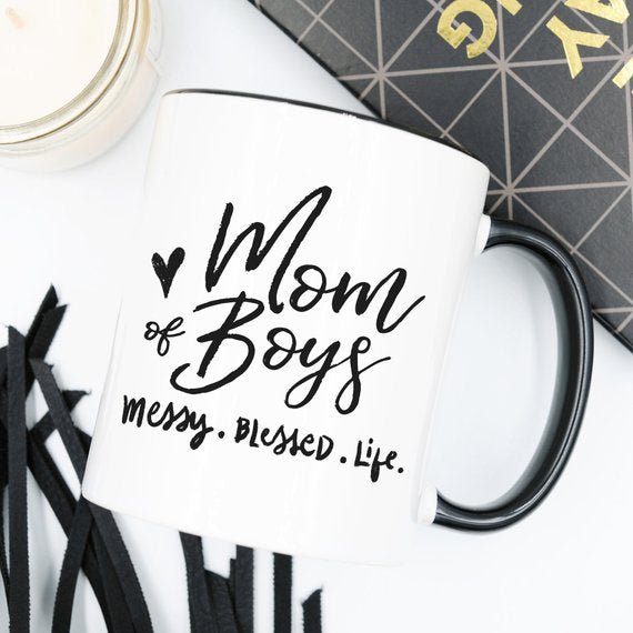 Mom Of Boys Coffee Mug, Messy. Blessed. Life. - TrendNestOfficial