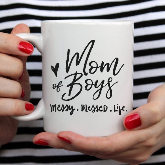 Mom Of Boys Coffee Mug, Messy. Blessed. Life. - TrendNestOfficial
