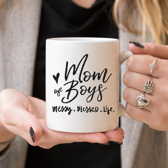 Mom Of Boys Coffee Mug, Messy. Blessed. Life. - TrendNestOfficial