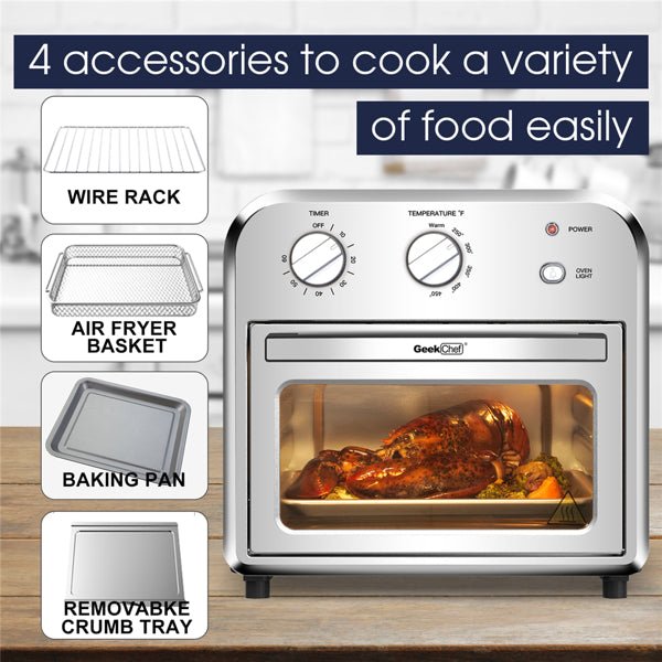 Silver Air Fryer Oven 4 Slice Toaster Airfryer Countertop Oven - TrendNestOfficial