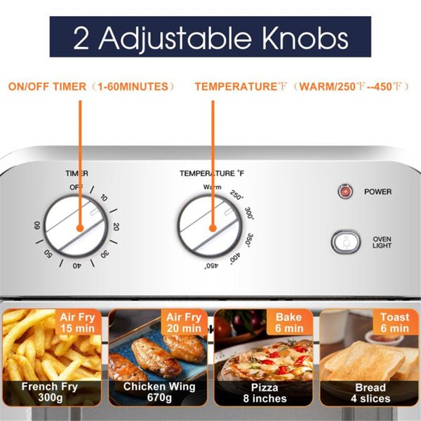 Silver Air Fryer Oven 4 Slice Toaster Airfryer Countertop Oven - TrendNestOfficial