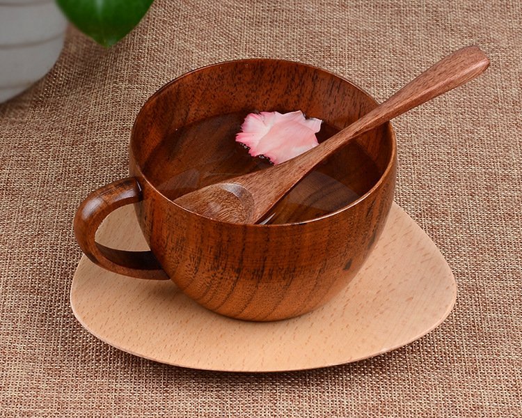 Wooden Coffee Mug and Spoon Set - TrendNestOfficial